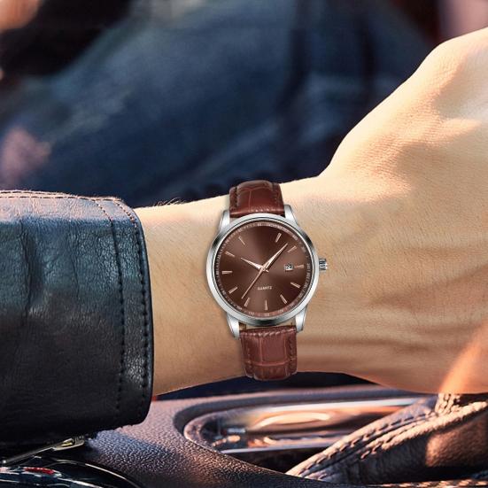 Men Watch Waterproof Design Simple Dial Calendar Function Business Casual Watch Casual Occasion Timepiece