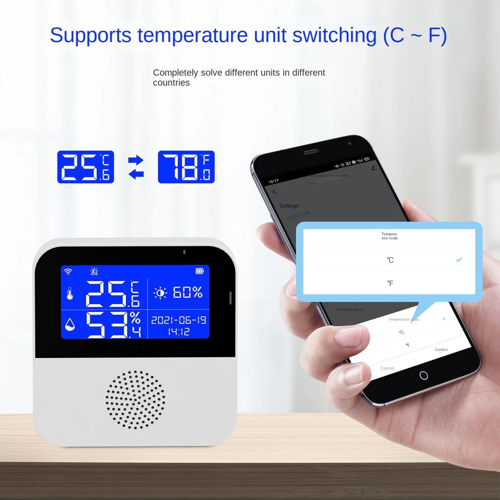 Tuya Smart WiFi Temperature Humidity Sensor LCD Display Devices Indoor Outdoor Thermometer Hygrometer Meter Supports Alexa