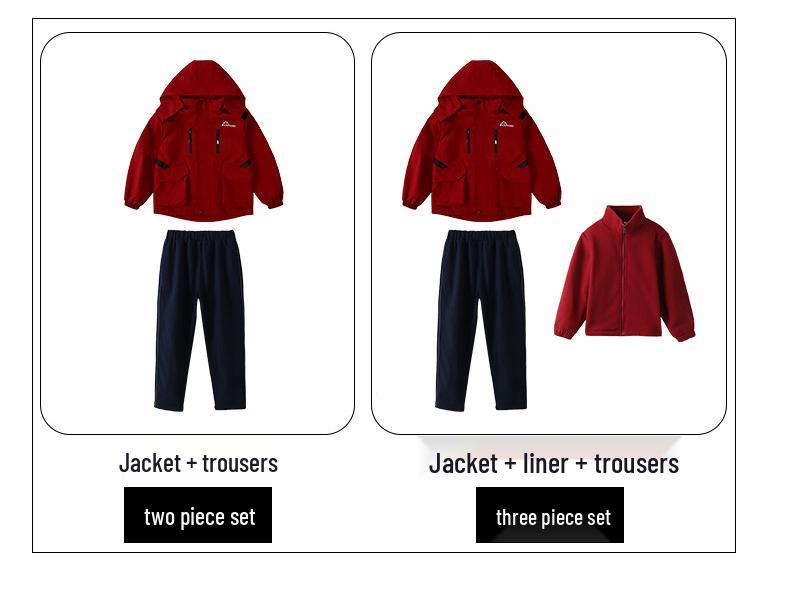 Children's 3-in-1 Ski Suit: Detachable Outdoor/Class Uniform for Primary & Kindergarten