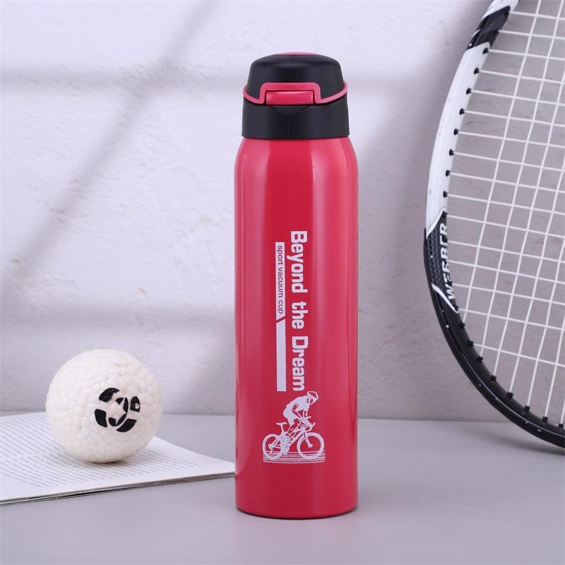 500Ml Bicycle Water Bottle Vacuum Stainless Steel Cycling Water Bottle Double Walled Simple Thermo Mug Insulated With Straw
