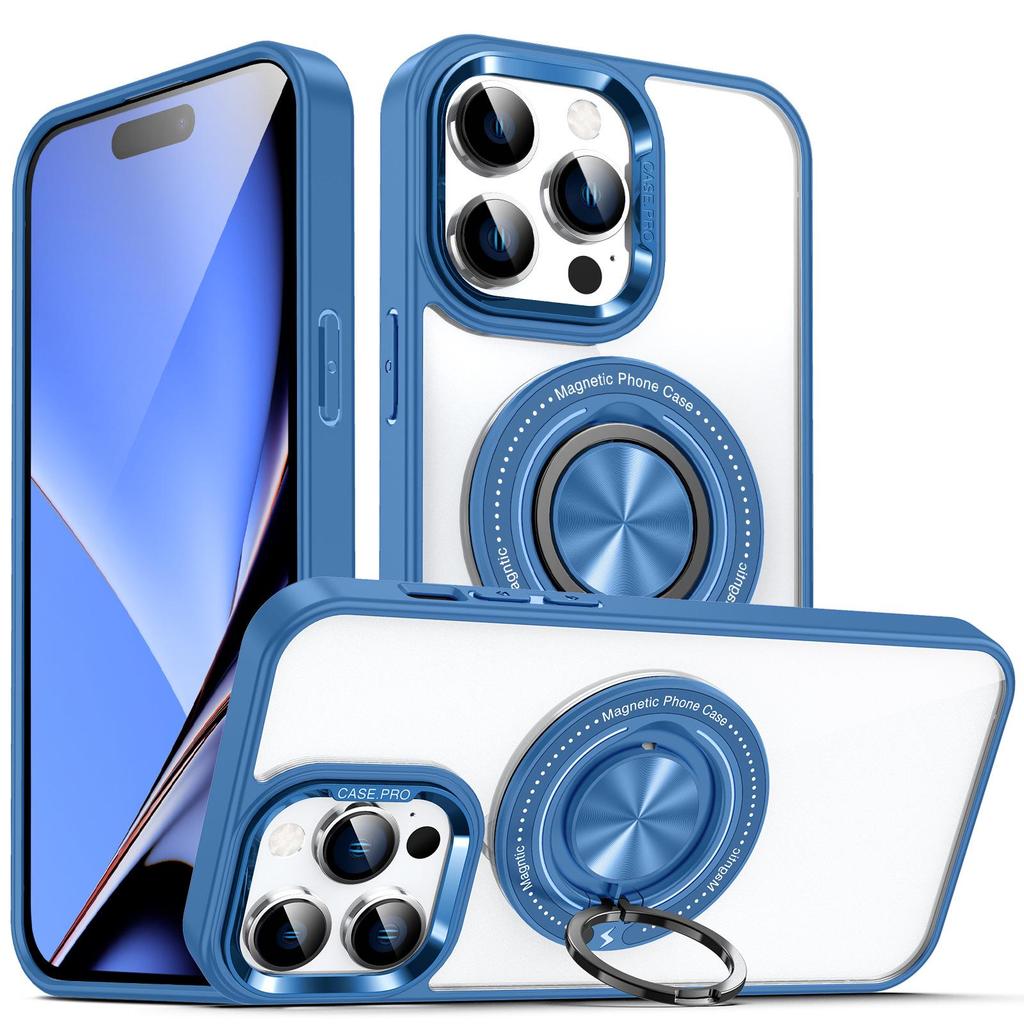 Magnetic Rotating Ring Stand iPhone 17 Pro Max Case, Transparent & Drop-Proof
