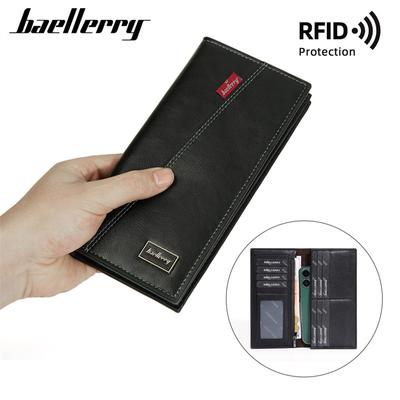 Portafogli con protezione RFID, design vintage, porta carte da uomo, portafoglio lungo pieghevole