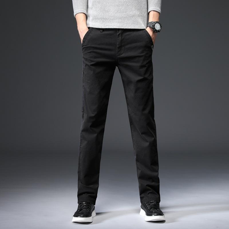 Roční období Regular Běžné Pánské Elastické Ležérní kalhoty Pánská česaná móda Všestranné Volné Rovné Jednobarevné Dlouhé kalhoty