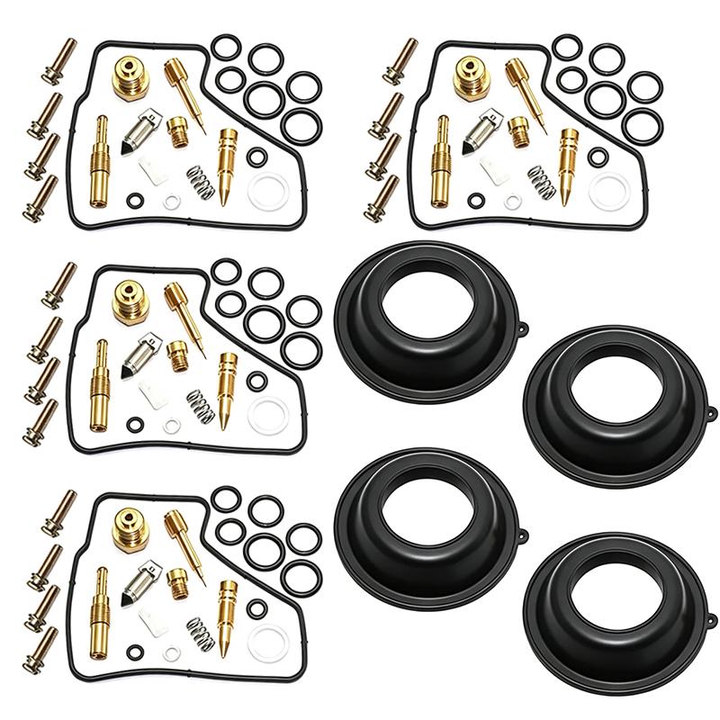 Fits For Honda VF500F Interceptor VF500 1984-1986 Carburetor Rebuild Kit with Vacuum Diaphragms 4 Sets Carb Repair Parts
