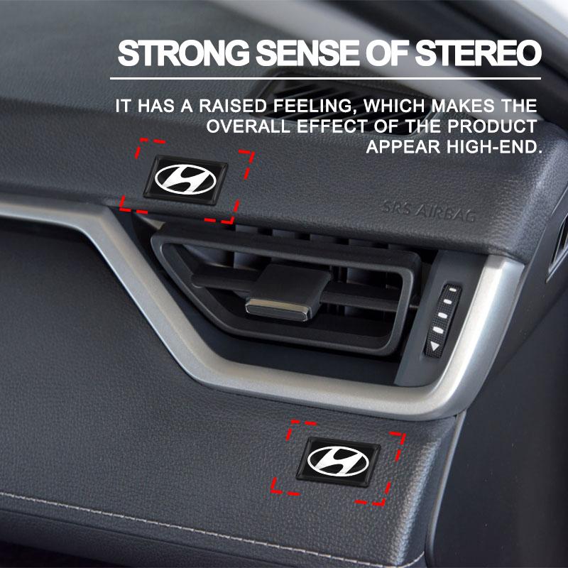 New Carbon Fiber Steering Wheel Car Logo Emblem 3D Stickers For Hyundai Fe Sonata Solaris Azera Creta I30 IX25 IX35