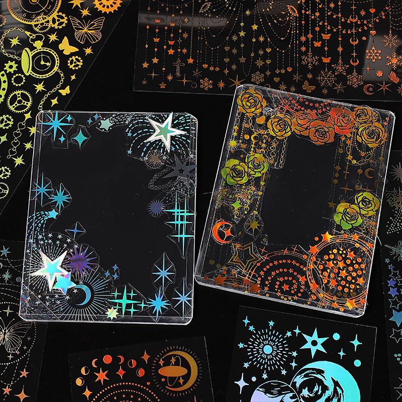 3-Piece Gold & Silver Foil PET Long Strip Stickers, Exquisite Floral Patterns with Metallic Luster, Waterproof