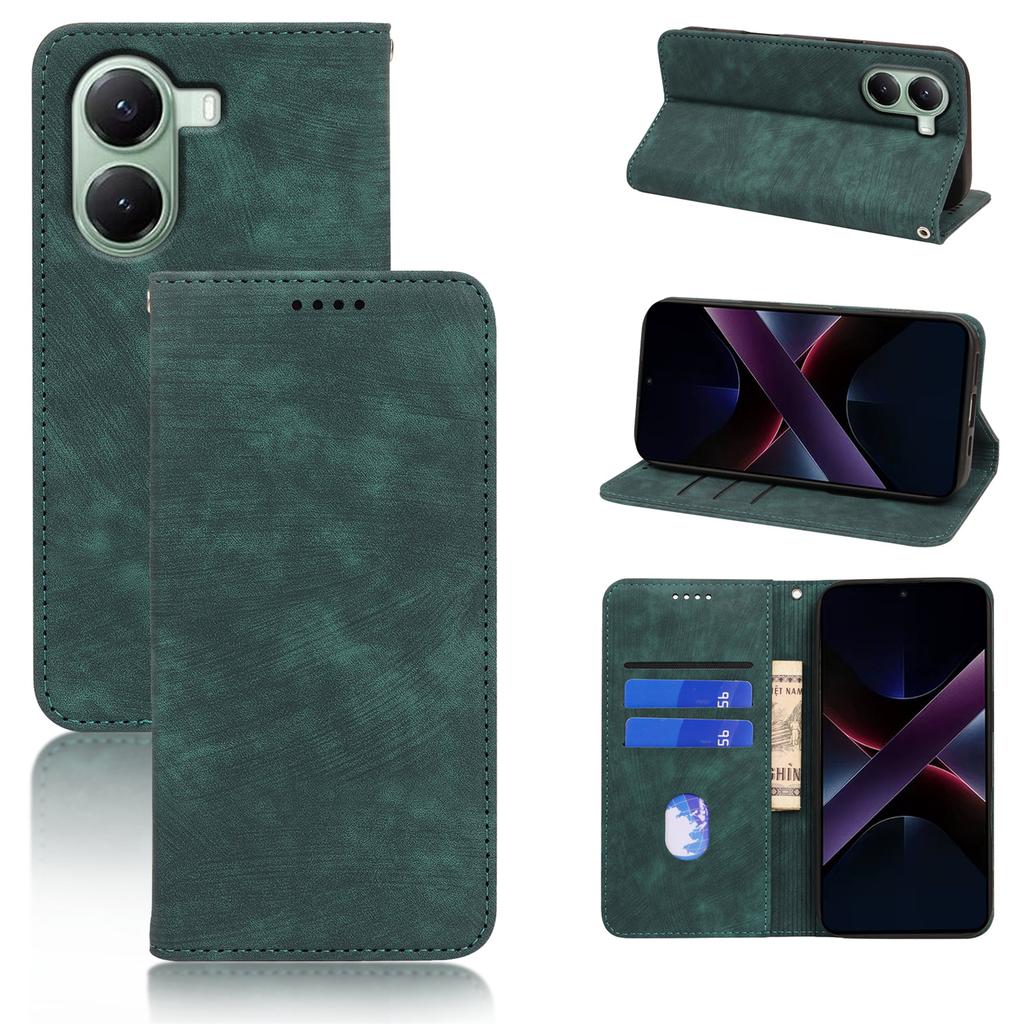 For Xiaomi Redmi Turbo 4 5G/Poco X7 Pro 5G Case Strong Magnetic Leather Wallet Phone Cover with Striped Texture