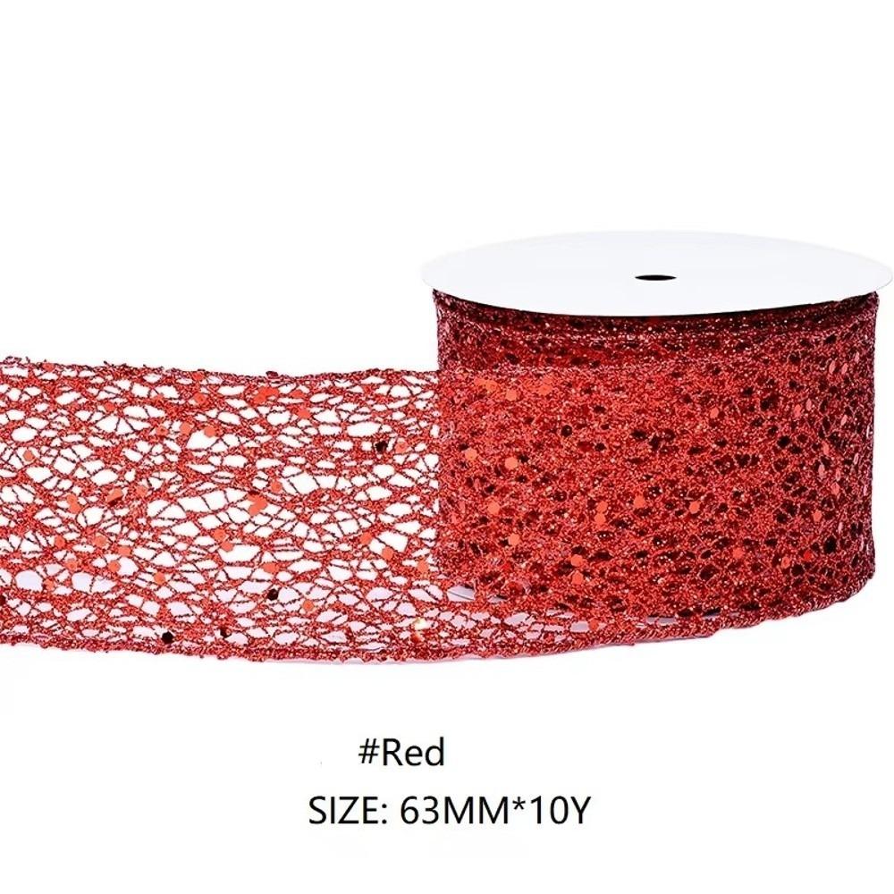 10 Yards/Roll Wired Edge Ribbon Glitter Sequins Organza Ribbon  Christmas Tree Decor