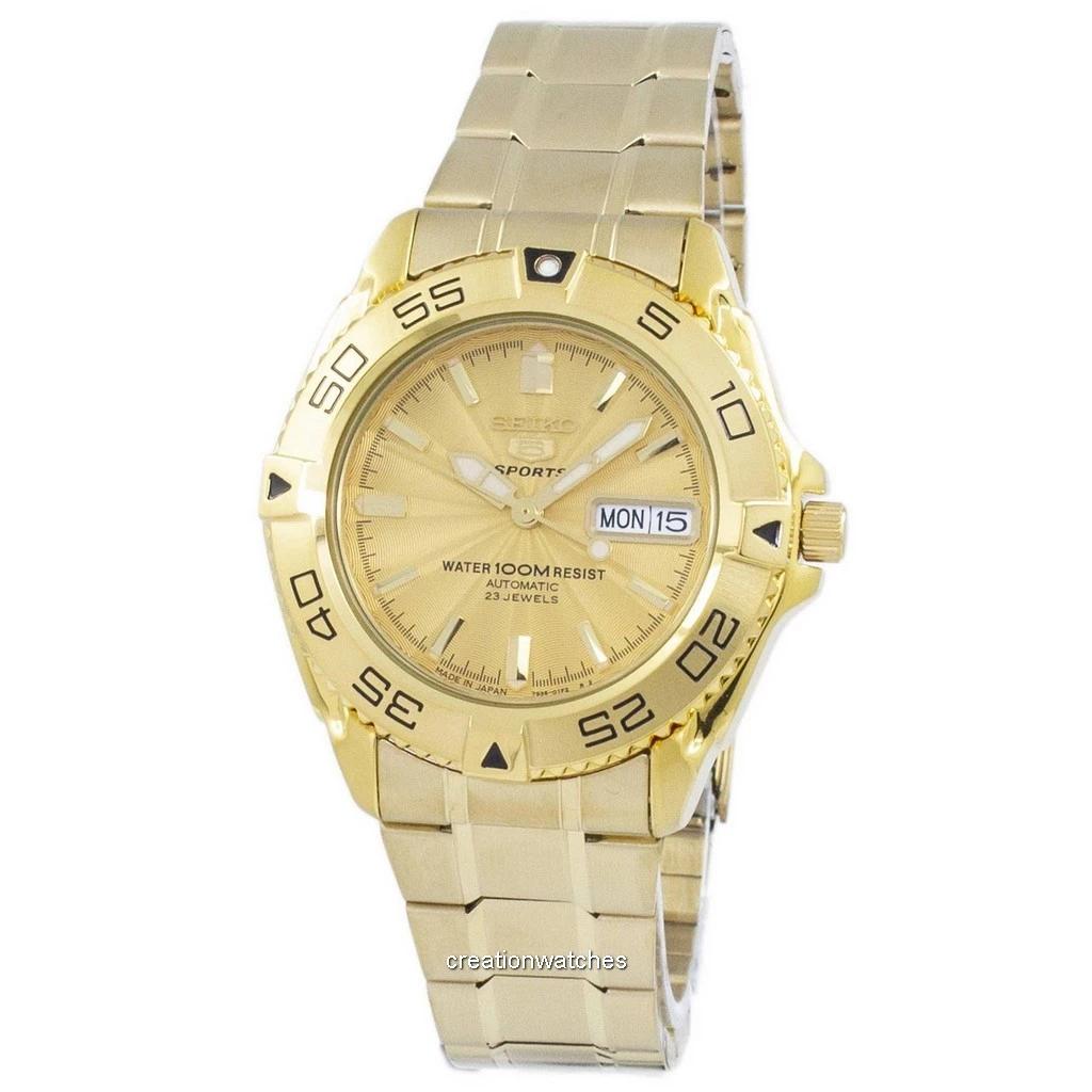 Refurbished Seiko 5 Sports Gold Dial Automatic SNZB26J1 Men's Watch