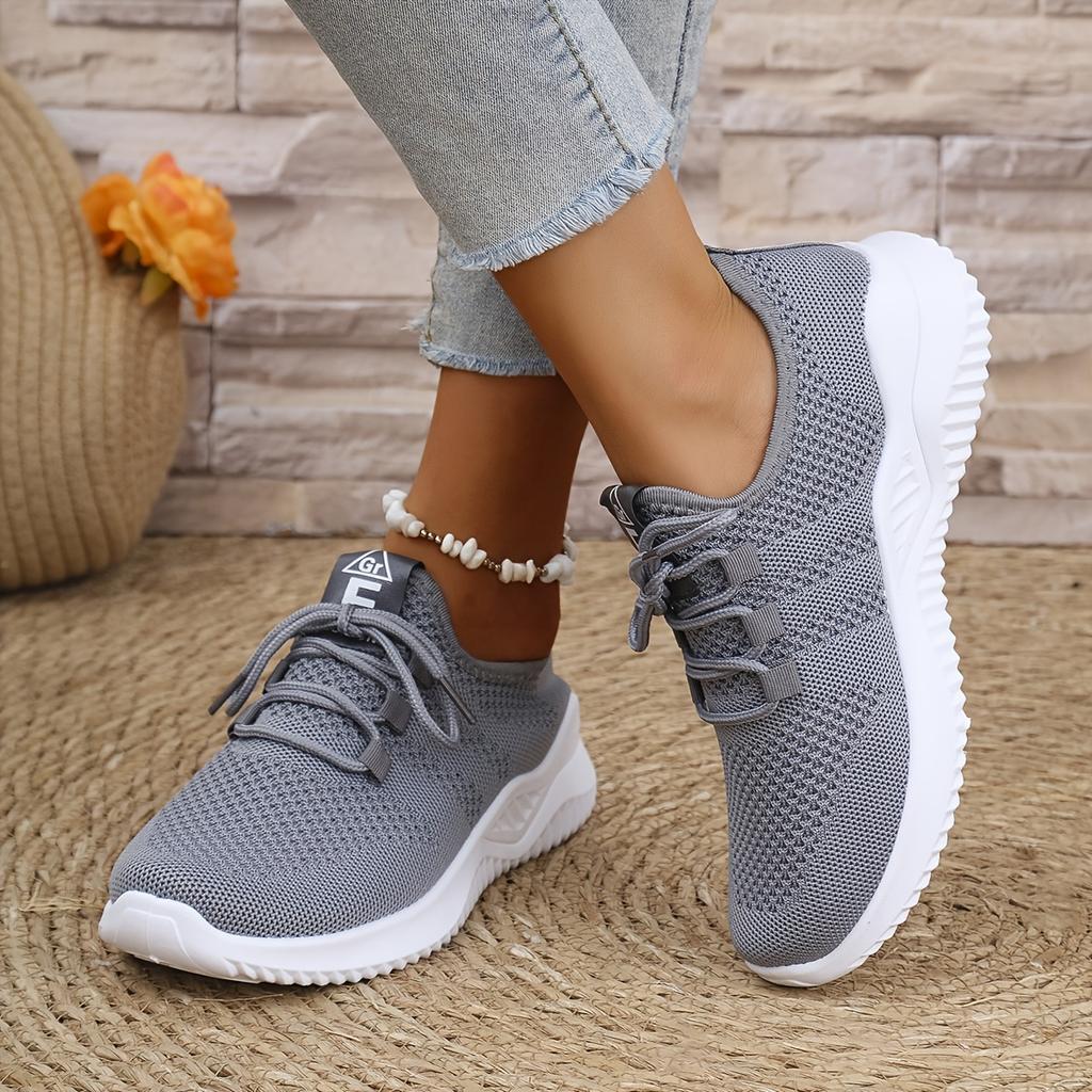 Women's Casual Sneakers Summer Comfortable and Breathable Shoes Fashionable Mesh Lace-Up Sneakers