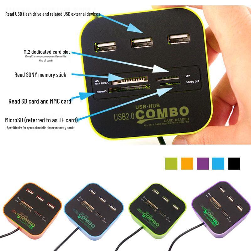 3-Port USB Hub & Multi-Card Reader Combo