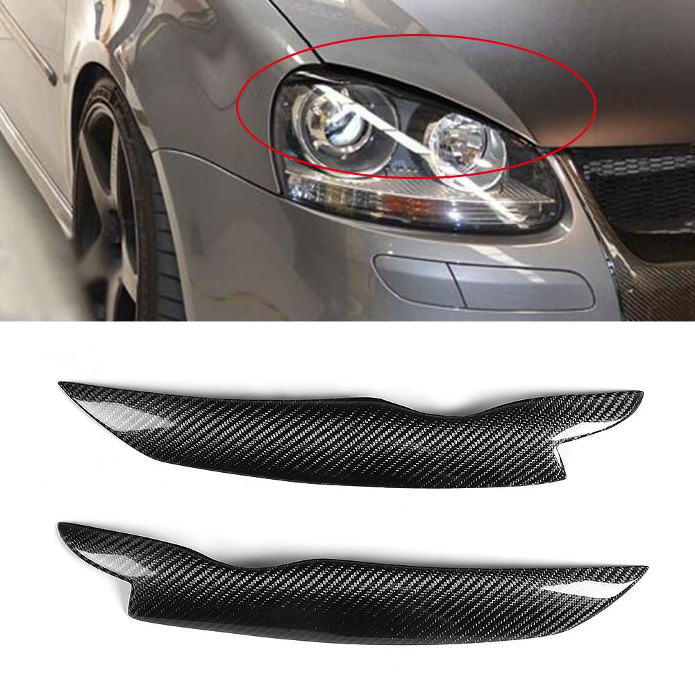 Pair Carbon Fiber Headlamp Eyebrow Sticker Decoration Trim