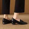 2025 Summer New Casual Versatile Women's Single Shoes Low Heel Middle Mouth Square Head Mother Shoes Commuting Small Leather Shoes Foreign Style