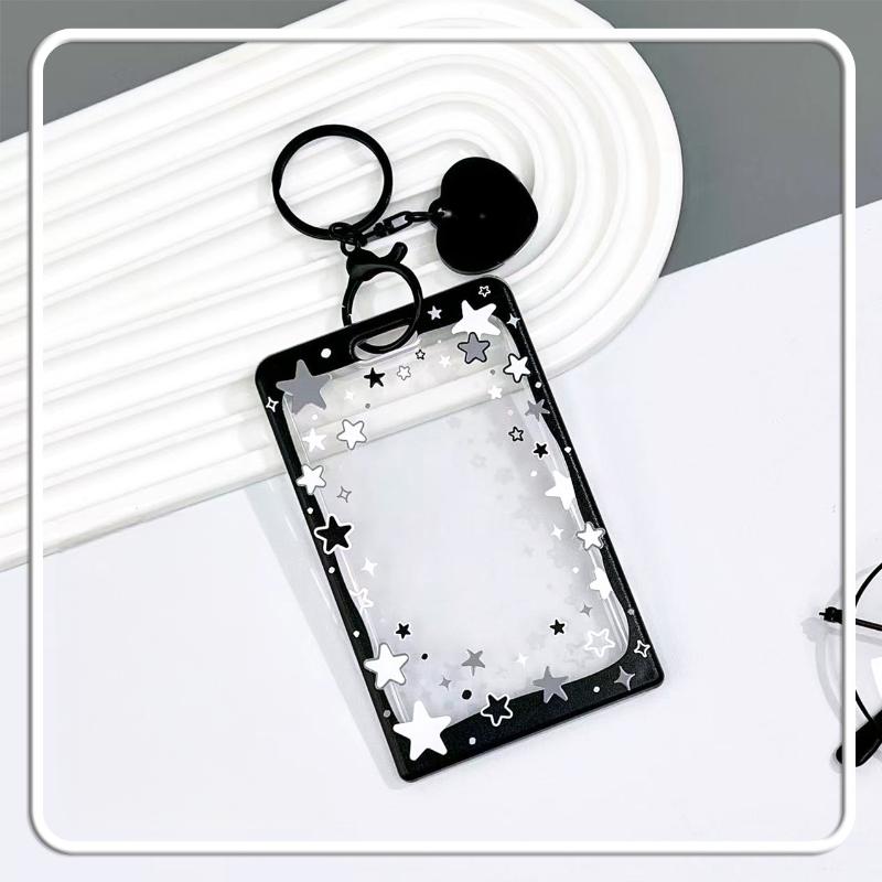 Star Sliding Cover Card Holder Transparent Portable Id Protector Kpop Photocard Photo Case Student School Card Bus Card Holder