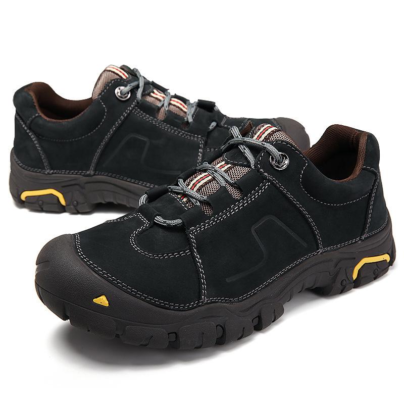 Spring and Autumn Casual Large Size Waterproof Hiking Shoes Top Layer Cowhide Men's Shoes Men's Outdoor Shoes Wear-Resistant Non-Slip Hiking Shoes