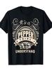 T-shirt Graphique sur le Thème du Poivre, 100% Coton, Col Rond Décontracté, Manches Courtes, Slig