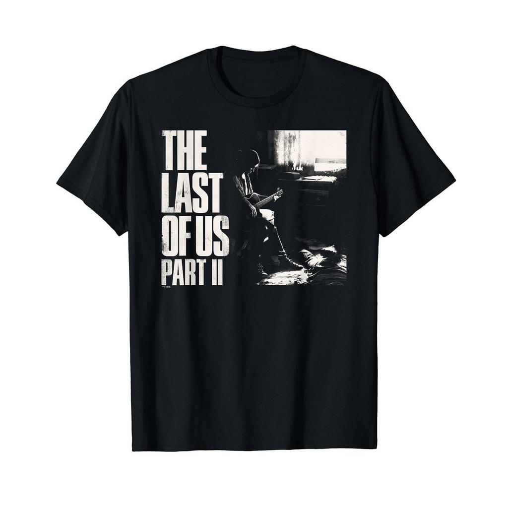 PlayStation Officially Licensed The Last of Us Part II Ellie Playing Guitar Black & White T-Shirt - Unisex Graphic Tee for Gamers