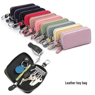 Genuine Leather Car Key Bag - Women's/Men's Waist-Hanging Zipper Key Case