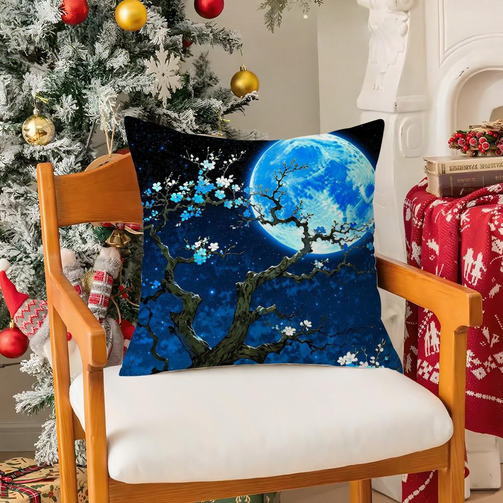 Magic Psychedelic Moon Pillow Case Silky Elegant Comfort Sofa Bed Invisible Zipper