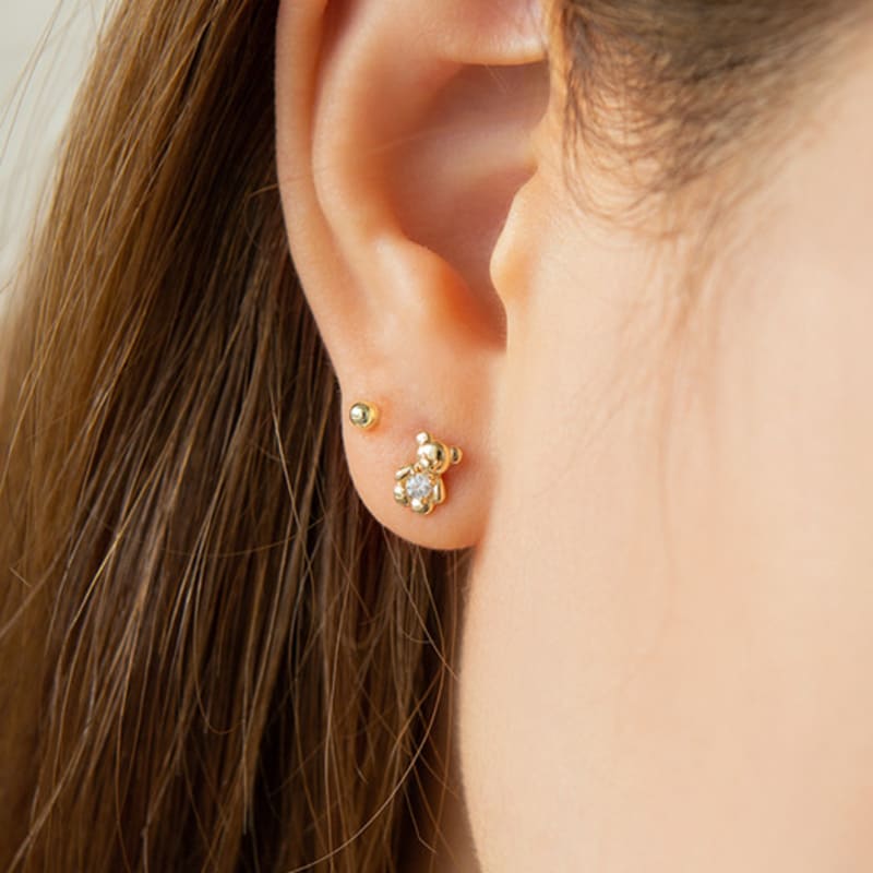 LUNNE 14k Bear Stone Piercing (14K Gold) #E03