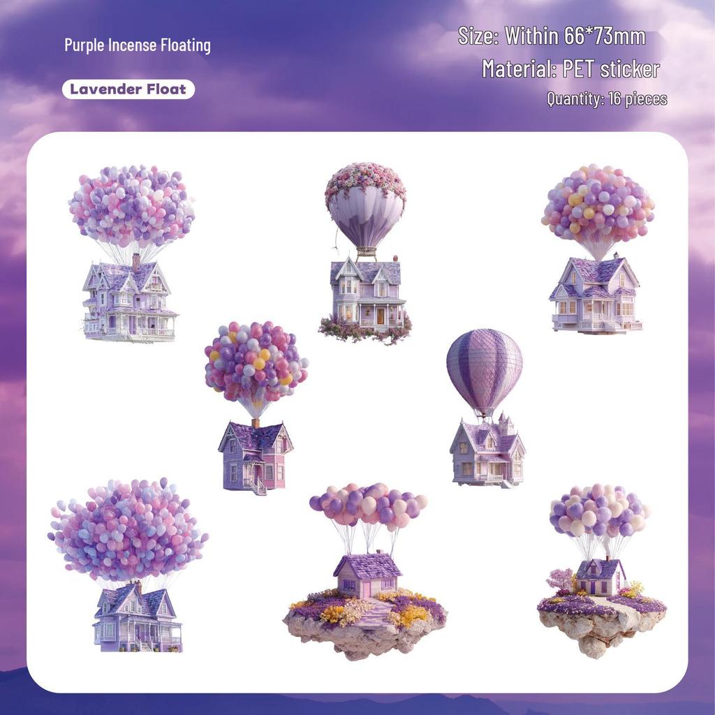 Retro Hot Air Balloon Sticker Pack - 16 Sheets, 6 Styles for DIY Journal Decoration