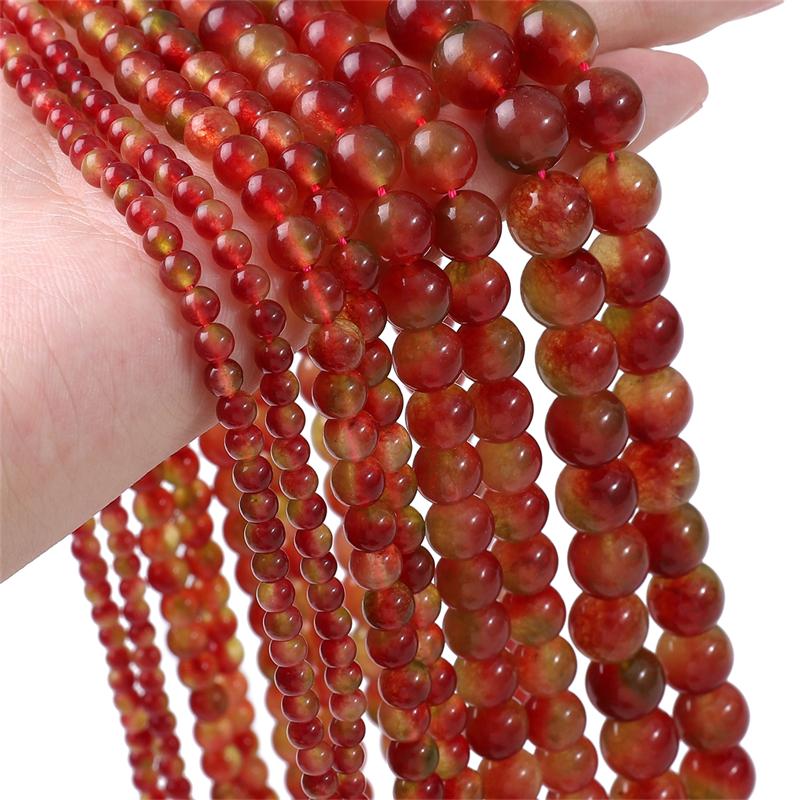 4/6/8/10mm Natural Stone Beads Watermelon Jade Round Loose Spacer Beads For Necklace Bracelet DIY Jewelry Making