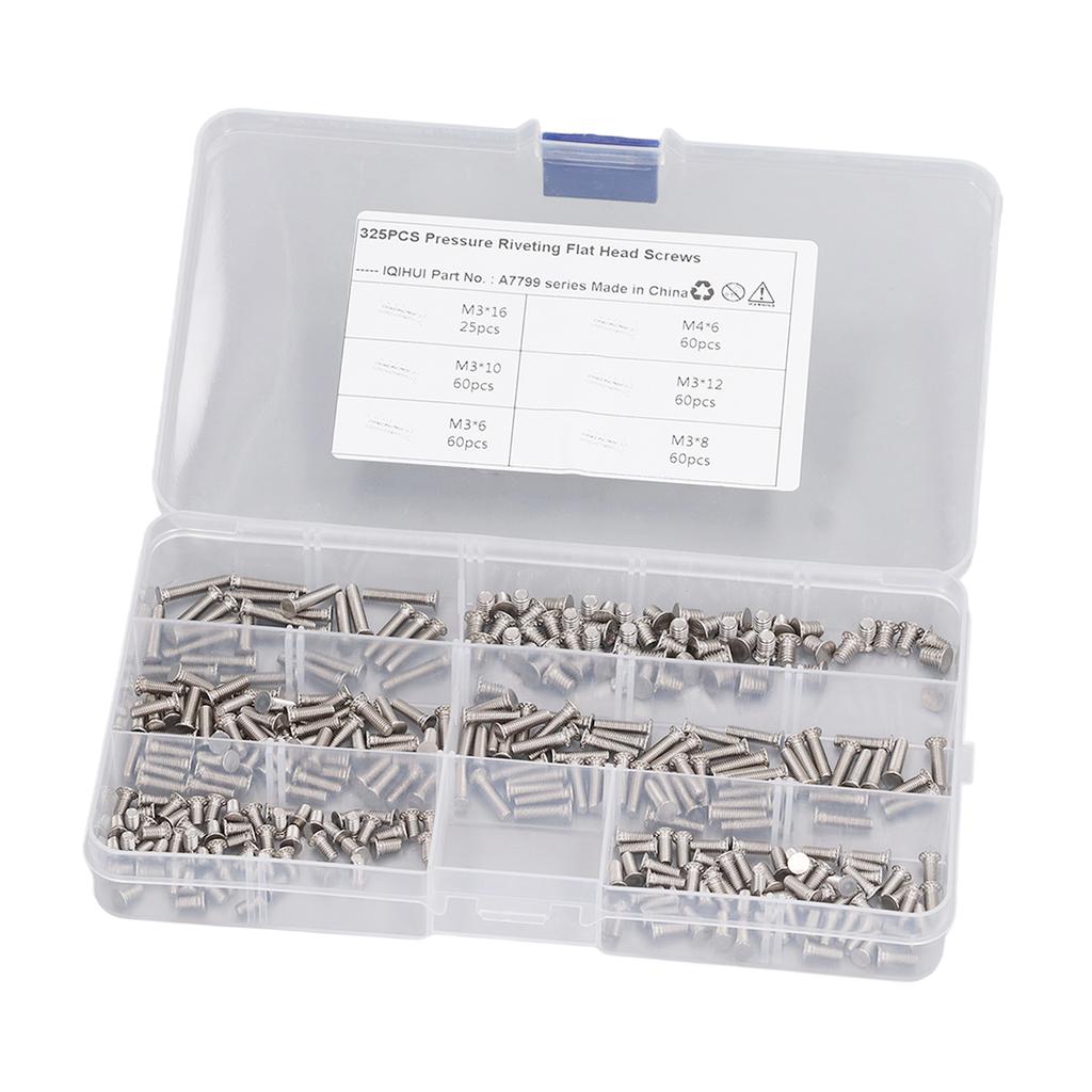 325 Piezas Tornillos de Soldadura por Puntos 6 Tipos M3 M4 Acero Inoxidable Espárragos de Soldadura Tornillos de Cabeza Plana para Maquinaria