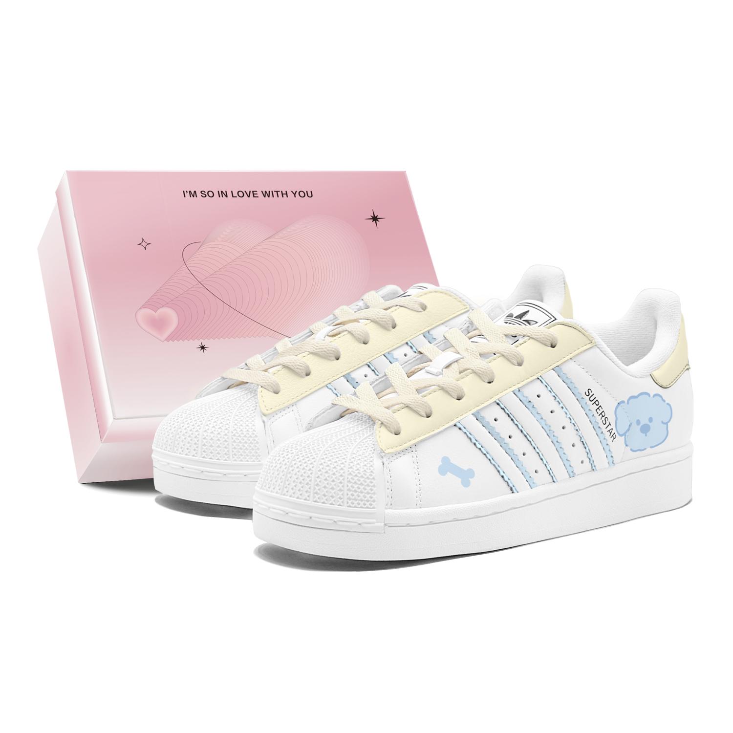 

Adidas Originals Superstar 2 Bone Puppy Low top Skateboard Shoes Unisex Blue Yellow IH8659(TeamS1-S-BOX) 36