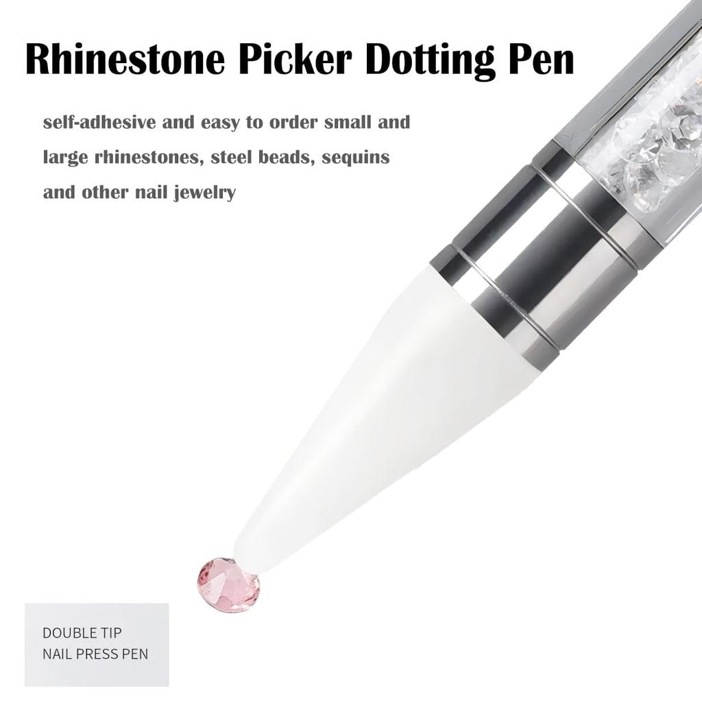 Strass-Picker Punktierstift, Doppelseitiger Strass-Edelsteine Kristalle Nieten Picker Wachsstift Maniküre Nagelkunst DIY Dekorationswerkzeug