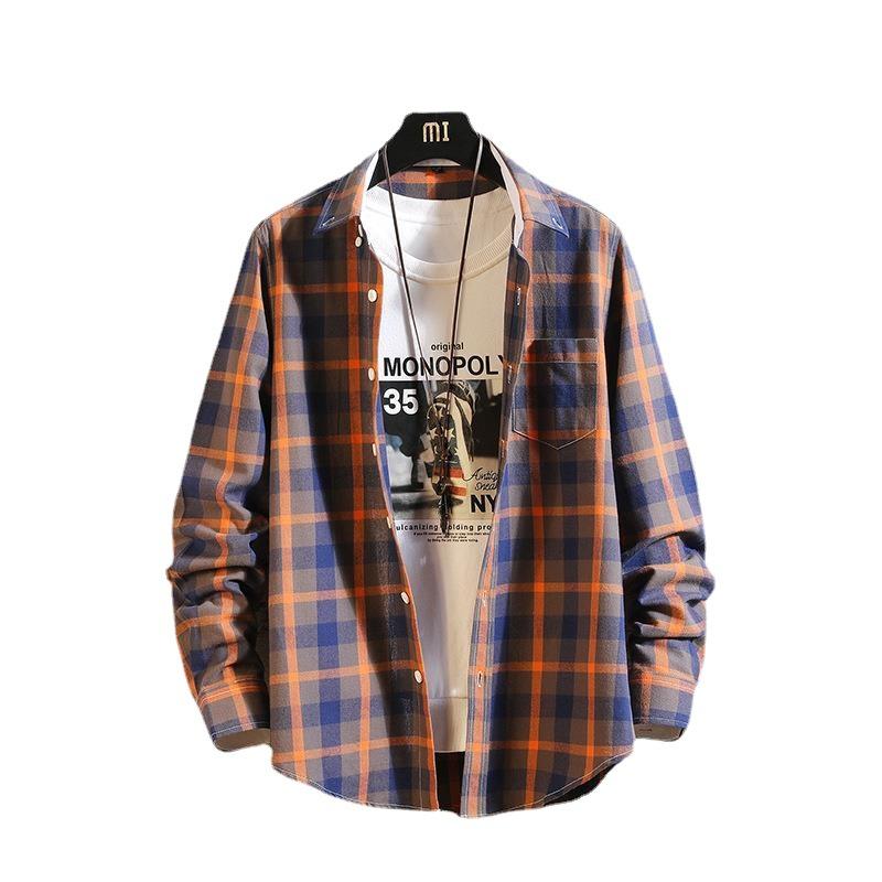 

Мужская весенне-осенняя повседневная клетчатая рубашка большого размера, удобная рубашка с длинными рукавами XS