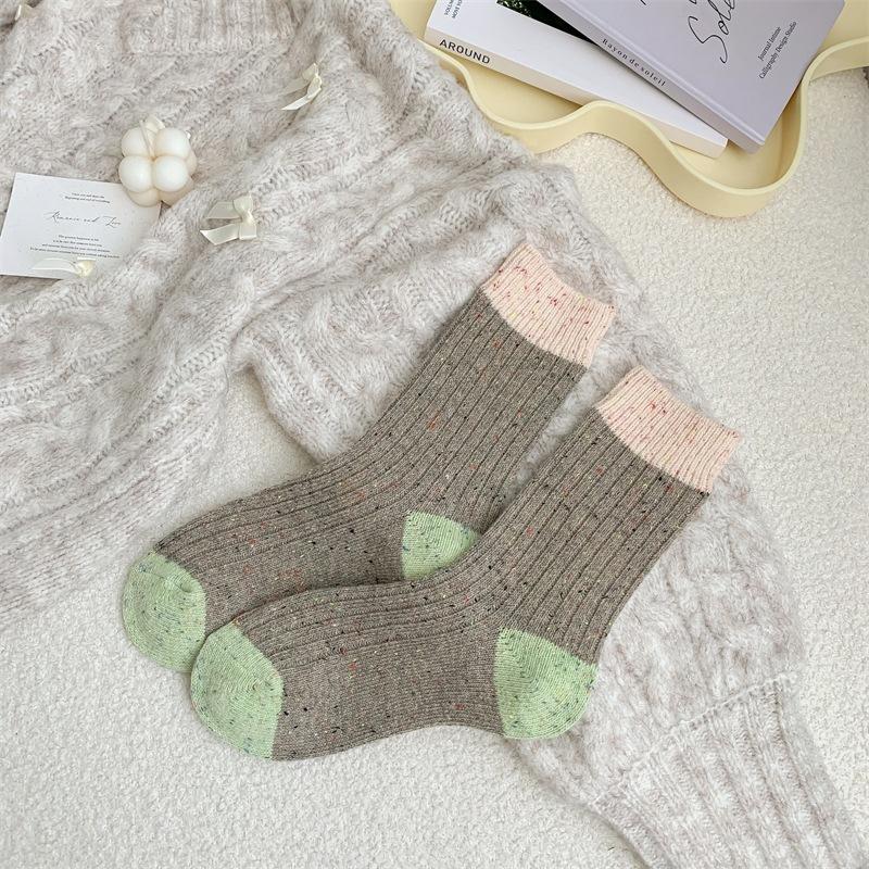 

Детские толстые носки из осенне-зимней пряжи, цветные, из точечной пряжи, кашемировые, утолщенные, теплые, шерстяные, до середины икры, махровые 1 pair кофейный