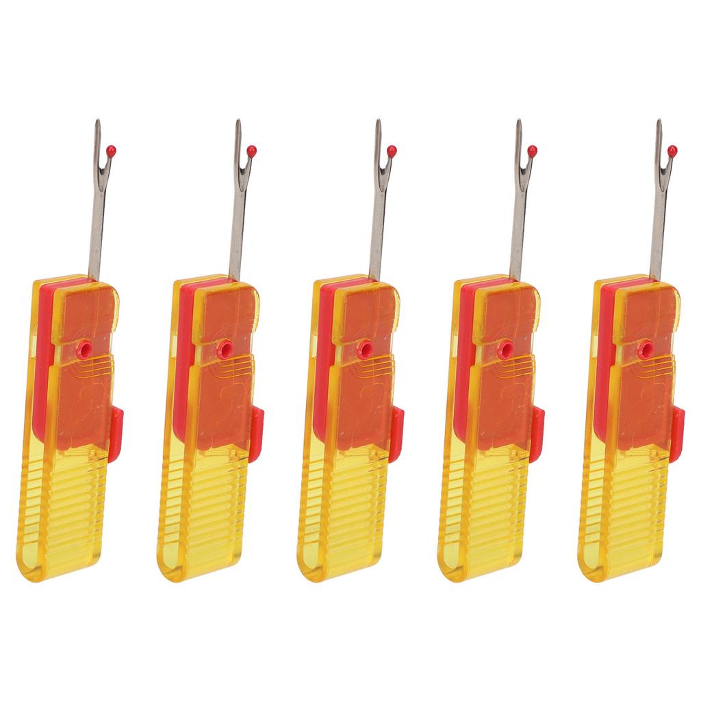 5pcs Folding Seam Rippers Steel Portable Thread Remover Seam Rippers Tool with Clear Hat for Sewing Crafting Yellow