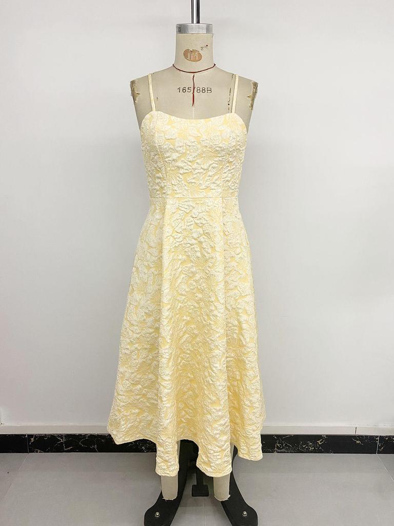 2026 Frühling/Sommer Süßes Frisches Spaghettiträger Einfarbiges Resort-Kleid - Europäischer & Amerikanischer Französischer Prinzessinnenstil