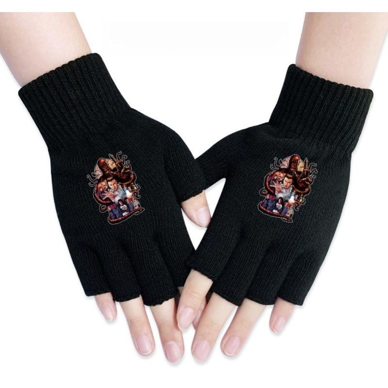 Stranger Printed Cotton Autumn Winter Warm Knitted Touch Gloves Fingerless Gloves