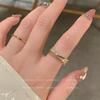 Light luxury fashion high sense pearl zircon copper ring women's design sense retro personality open index finger ring simple