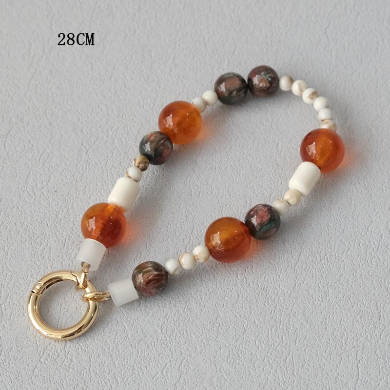 New Phone Accessory Wooden Chain Candy Beaded Luxury Phone Case Chains Acrylic Handle Lanyard Cell Mobile Patch Charm Strap