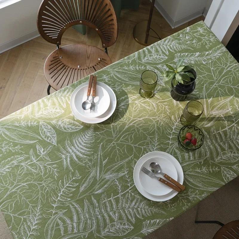 Waterproof Table Cloth Durable Dining Table Cover Print Heavy Fabric Rectangle Sage Green Non-Fading Strong Abrasion Resistance