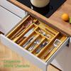 Bamboo Silverware Organizer, Expandable Cutlery Tray, Utensil Drawer Organizer In Kitchen for Spoons Forks Knives, Multipurpose