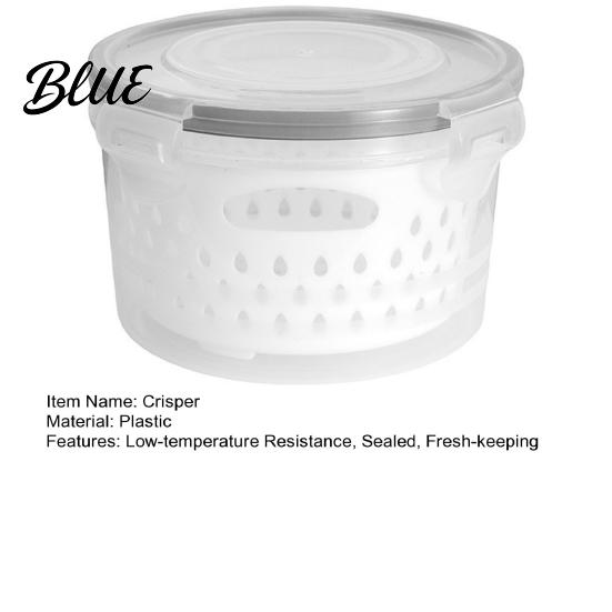 Kitchen Drainer for Produce Round Fruit Vegetable Storage Container 2-Layer Food-Grade PP Crisper with Box Lid Drain Basket Leak-Proof Sealed Fridge