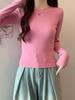 Burgundy Spicy Girl Long Sleeve Slimming T-Shirt for Women - Straight Shoulder, Autumn/Winter Style.