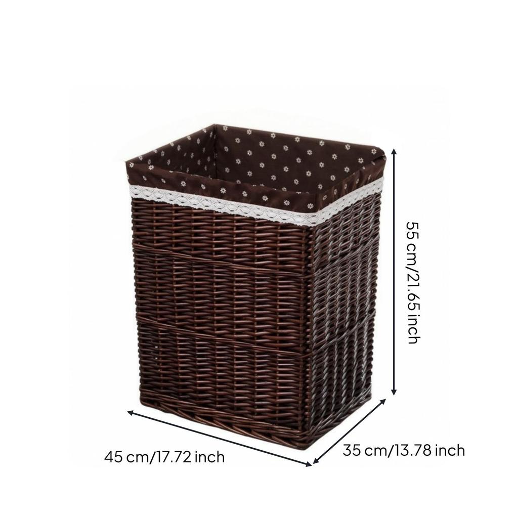 Handwoven Open-Top Wicker Laundry Basket | Decorative, Clothes Hamper, for