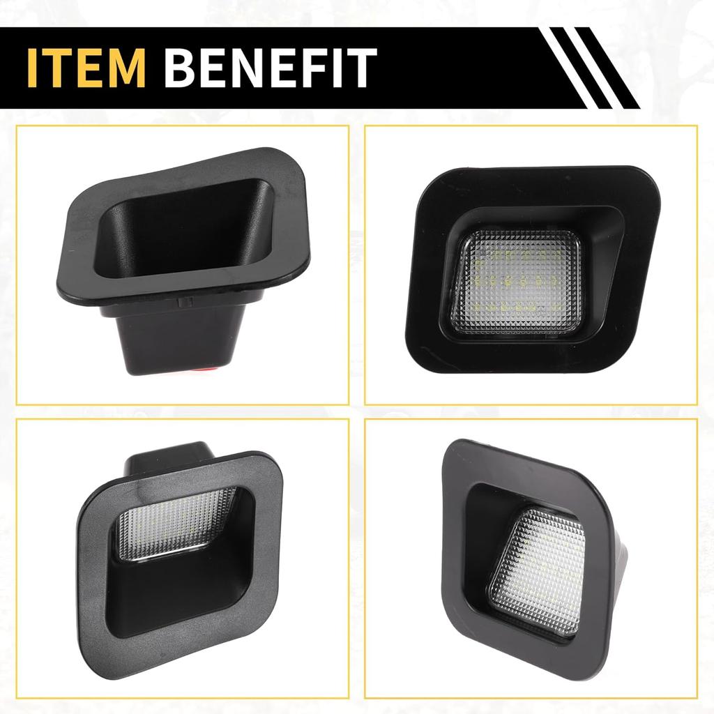 2 Pcs LED License Plate Light Tag Lamp Assembly for Dodge for Ram 1500 2500 3500 2003-2018 No.55078095AE White 6500K White Lens