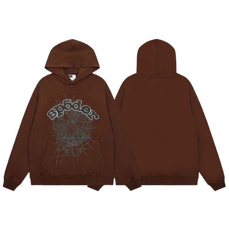 Felpa Sp5der FW23 Unisex Streetwear Pullover Felpa Con Stampa Ragnatela Vestibilità Larga Misto Cotone