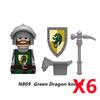 MOC Medieval Knight Castle Figures Building Blocks Weapon Wolf Swordsmen Guard Bow Arrow Shield Flags Warhorse Toys Gifts S002