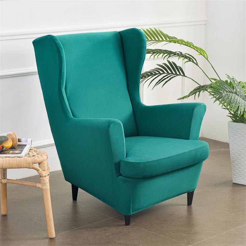 Solid Color Wing Chair Cover Stretch Spandex Armchair Covers Europe Removable Relax Sofa Slipcovers With Seat Cushion Covers