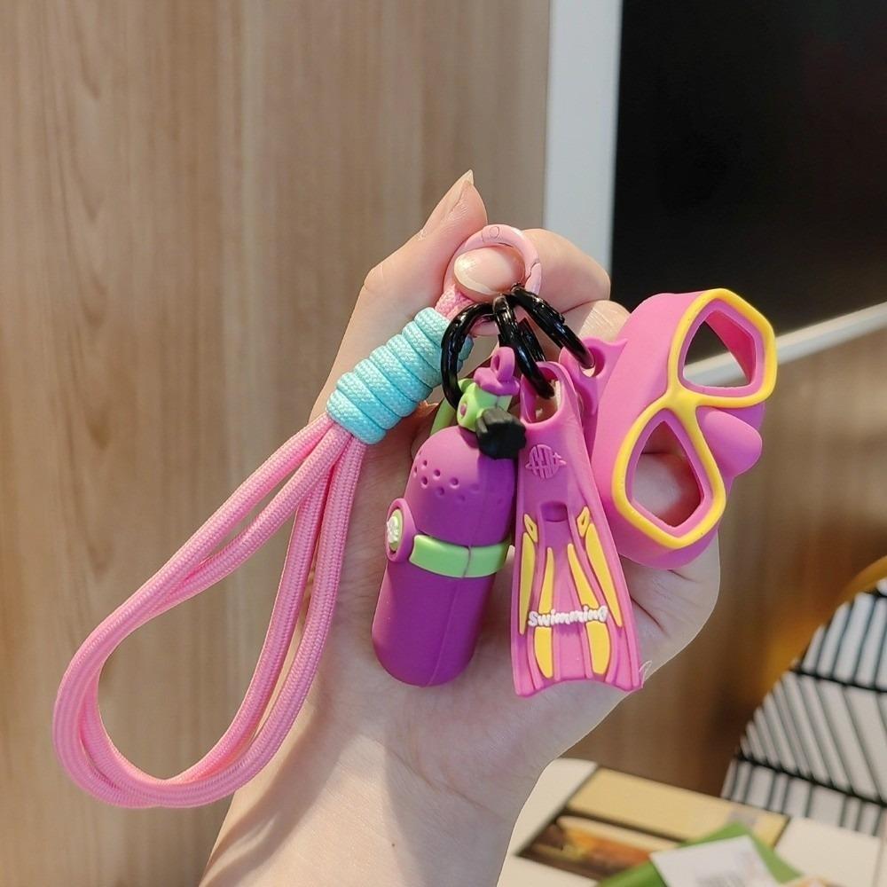 Funny Diving Mask Bag Pendant Colorful Oxygen Cylinder Keyring Diving Enthusiast