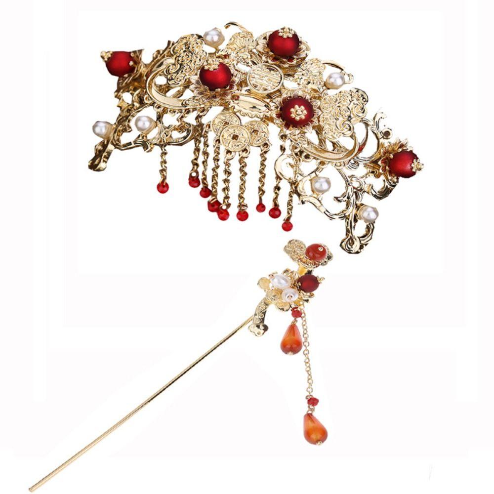 Chinese Style Ancient Hair Stick Sets Tassel Earrings Hairpin Set Bridal Headwear  Cheongsam