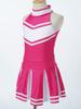 2Pcs Kids Girls School Uniform Cheerleading Dance Clothes Zippered Tops with Pleated Skirt Set