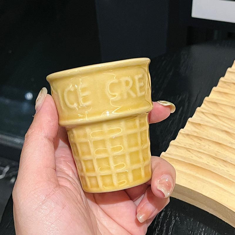 Tazza da Caffè da Viaggio in Ceramica a Forma di Gelato Tazza per Tè al Latte Acqua Tazzine Espresso Tazze Personalizzate per Dolci Stoviglie Francesi