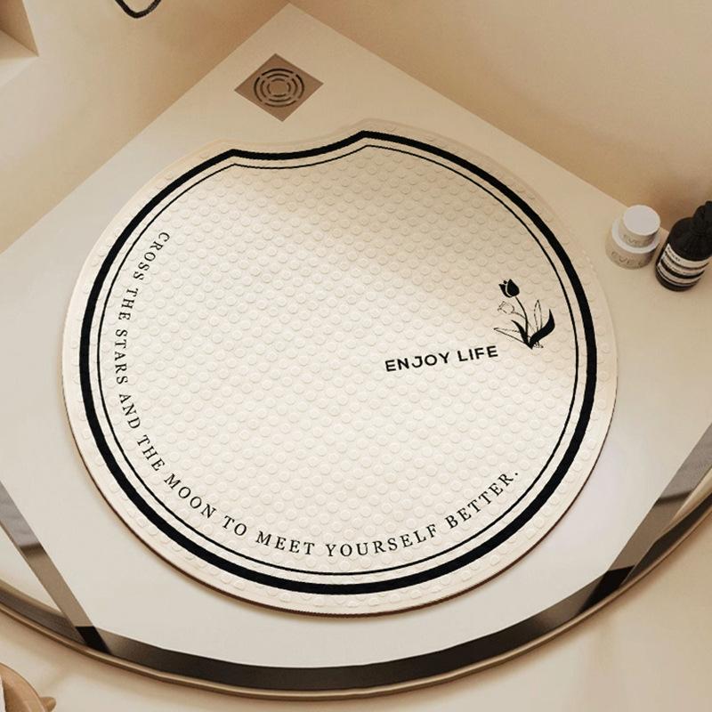 Round Bathroom Floor Mat Fan-shaped Shower Room Anti-slip Bathroom Waterproof Carpet for Elderly People Anti-fall Waterproof Suction Cup Foot Mat